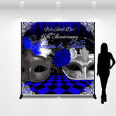 Lofaris Elegant Blue Plaid Custom Wedding Mask Party Backdrop